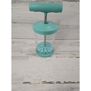 Pampered Chef Milk Frother 2610 Teal Turquoise Manual Coffee Foam Maker Pump
